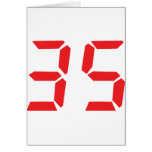 35 thirty-five red alarm clock digital numbr greeting card