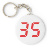 35 thirty-five red alarm clock digital numbr keychain
