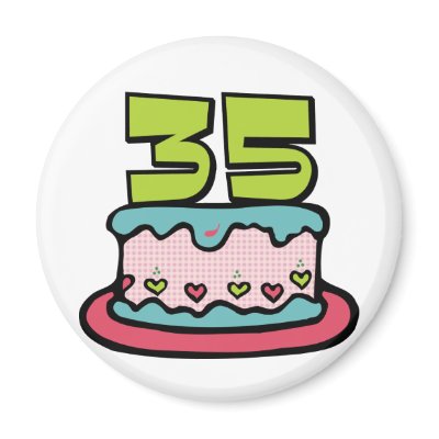 35 Year Old Birthday Cake Refrigerator Magnets by Birthday_Bash