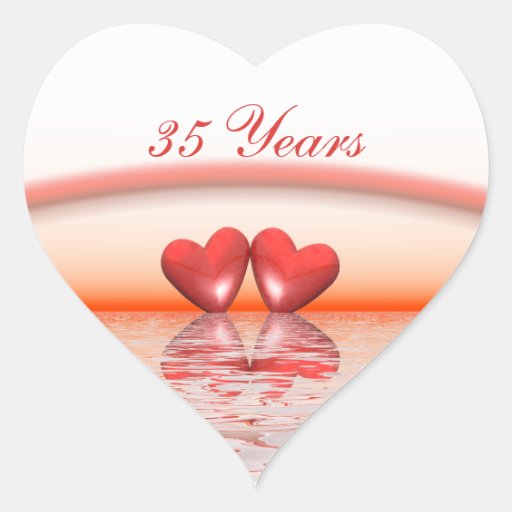 35th Anniversary Coral Hearts Heart Sticker Zazzle