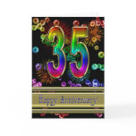 35th anniversary with fireworks and bubbles greeting cards