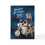 35th Birthday card with a motorbike