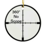 360 No Scope Video Game Joke Crosshairs FPS Christmas Ornament