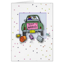 3653 Just Married Car Whimsical cards