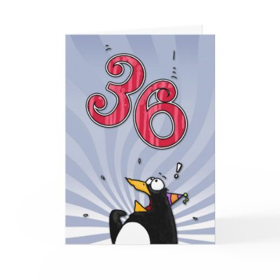 36th Birthday - Penguin Surprise Card by cfkaatje