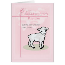 3873 Great GrandDaughter Baptism Pink Lamb Greeting Card