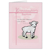 3874 Granddaughter Baptism Pink Lamb Card