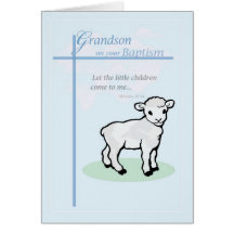 3877 Grandson Baptism Boy Lamb Cards