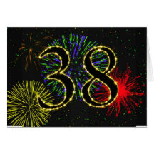 38th Birthday card with fireworks