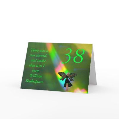 38th Birthday Green Fairy Willam Shakepeare Quote Greeting Card by lollypopgirrrl