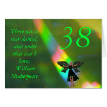 38th Birthday Green Fairy Willam Shakepeare Quote Greeting Card