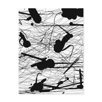 39-81 Black and White Splatter Paint Post Card by JackPollockRevival