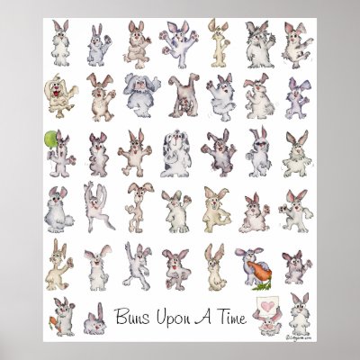 39 Cute Cartoon Rabbits Decor Nursery Poster Print by zooogle