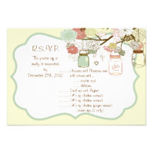 3.5 x 5 R.S.V.P Reply Card Spring Floral Mason Jar Invite