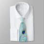 3 Aqua Feathers Peacock Tie No Outline