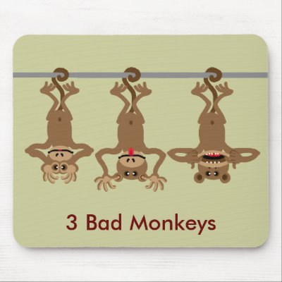 3 bad monkeys mousepads by Annaart