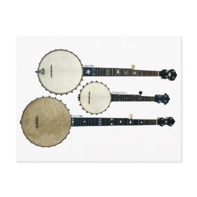 3 Banjos Postcard by retrobanjo