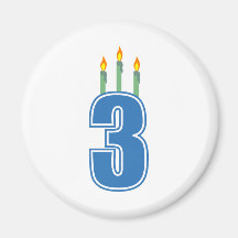 3 Birthday Candles (Blue / Green) Fridge Magnet