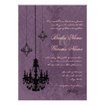 3 Black Chandeliers Eggp Damask Wedding Invitation