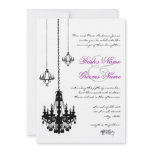 3 Black Chandeliers Wedding Invitations