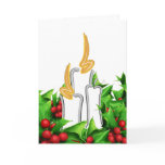 3 Candles & Holly Card-V