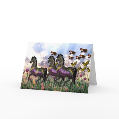 3 Carousel Horses Greeting Card by RookyStudios