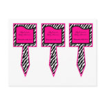 3 Cup Cake Picks Hot Pink Zebra Print