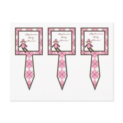 3 Cup Cake Picks Pink Argyle Sock Monkey by AnnLeeDesigns