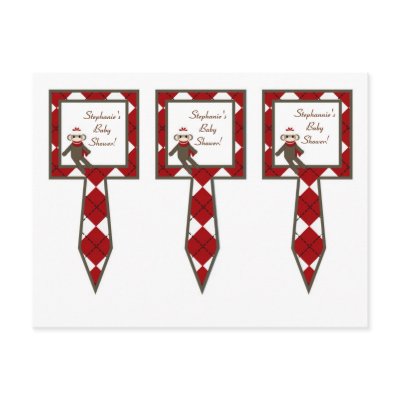 3 Cup Cake Picks Red Sock Monkey Argyle by AnnLeeDesigns