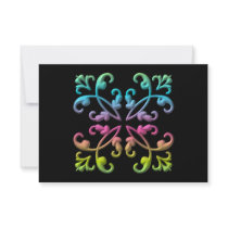 "3-D" Flourishes - Pastel multicolored Custom Invite