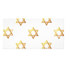 "3-D" Golden Star of David Personalized Photo Card