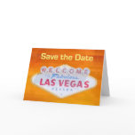 3 D Orange Retro Save the Date Las Vegas Card
