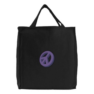 3-d Peace Sign Embroidered Tote Bags by ZazzleEmbroidery
