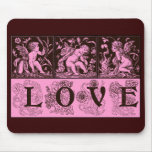3 Different Vintage Cupid Pictures Love Brown Pink Mousemat