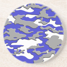 3 dimensional blue camo beverage coaster