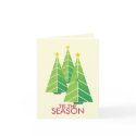 3 green Christmas trees geometric modern holiday cards