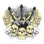 3 Guitars Skulls Round Stickers