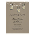 3 Hanging Mason Jars - SAVE THE DATE Custom Announcements