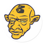 3 Head - Orange Round Stickers
