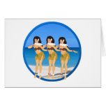 3 Hulas on beach Cards