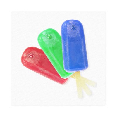 3 Ice Lollies Wrapped Canvas Stretched Canvas Print by superdumb