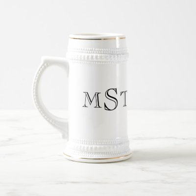 3 initial letter monogram bachelor beer stein mug by FidesDesign