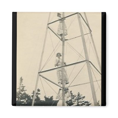 3 ladies climbling tower fridge magnet by amazingvintage