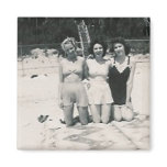 3 ladies kneeling a beach magnet