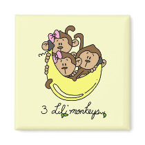 3 Li'l Monkeys Tshirts and Gifts Fridge Magnets