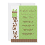 3 Monkeys Green Baby Shower Invitation