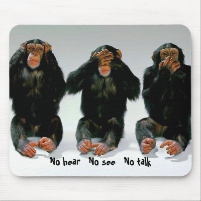 3 Monkeys Mousepad by hsonkin