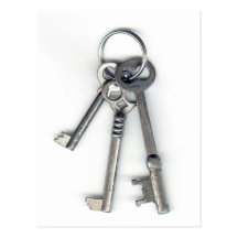 3 Old Keys Post Cards
