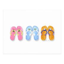 3 Pairs of Flip-Flops Postcard