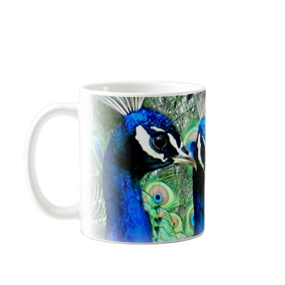 3 PEACOCK PEAFOWL FRIENDS COFFEE MUGS by Sofia_Youshi